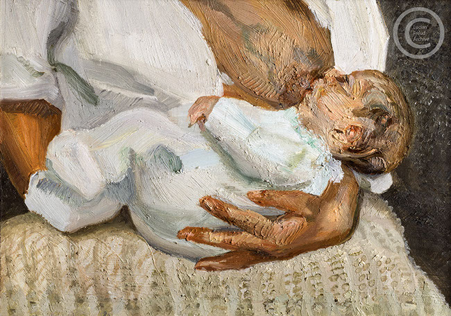 "Esther and Albie" 1995Oil on Canvas 27cmx39cm