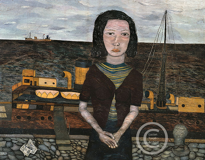 Lucian Freud "Girl on a Quay"&nbsp; 1941&nbsp; Oil on Canvas&nbsp; 40.6cm x 50.2 cm 