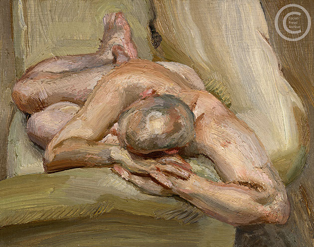 "Leigh on a Green Sofa" 1994 Oil on Canvas 20.3cmx17.2cm