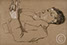 Lucian Freud 'Man with Folded Hands' 1944 Conte and Chalk on Paper 29.5cmx45cm