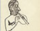 Lucian Freud 'Musician at the Wigmore Hall (2)' 1940's Crayon on paper 13.5cmx8cm