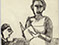 Lucian Freud 'Singer at The Wigmore Hall' 1940's Crayon on Paper 13.5cmx8cm
