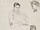 Lucian Freud 'Untitled (Studies for man Reading)' 1943 Ink on paper 45.5cmx38.1cm