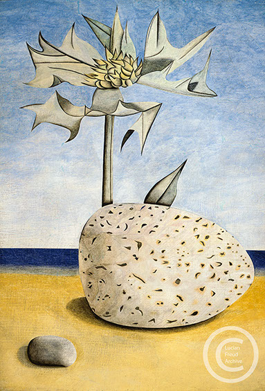 Lucian Freud "Sea, Holly and Stone"&nbsp; 1945&nbsp; Oil on Canvas&nbsp; 38.5cm x 27cm 